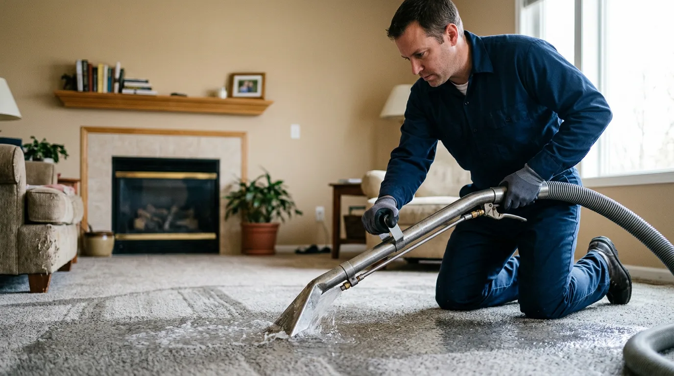 Water damage restoration technician working near Abbeville, AL